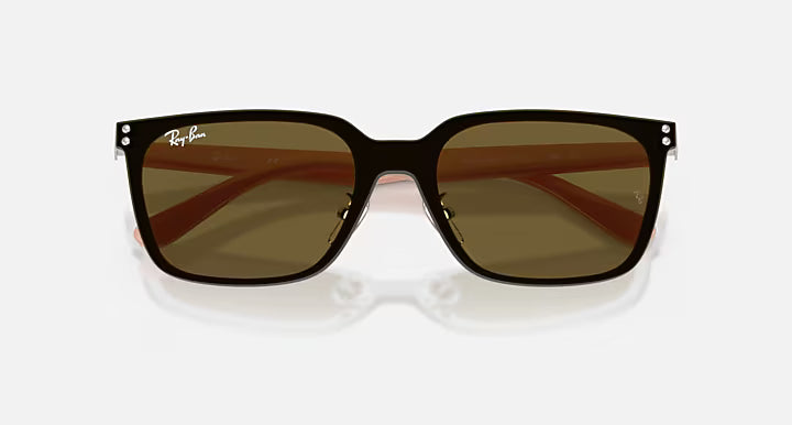 Ray-Ban Square Metal Frame Sunglasses - with Brown Solid Lenses