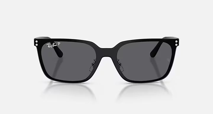 Ray-Ban Square Mask Sunglasses – Silver Metal Frame with Grey Polarized Lenses