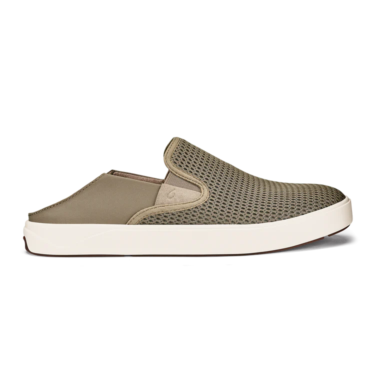 Brown slip-on shoe with mesh design on a white background