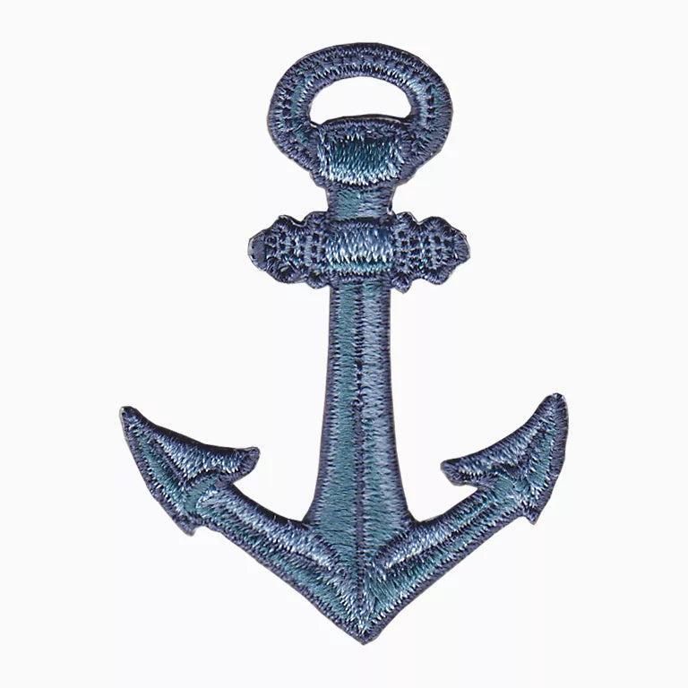 Blue anchor patch on a white background