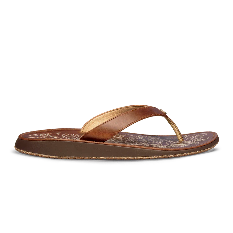 Brown sandal with a strap on a white background