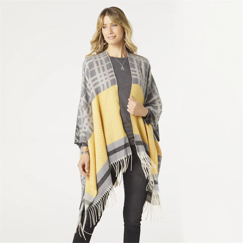 Coco + Carmen Sloanne Brushed Fringe Bottom Ruana