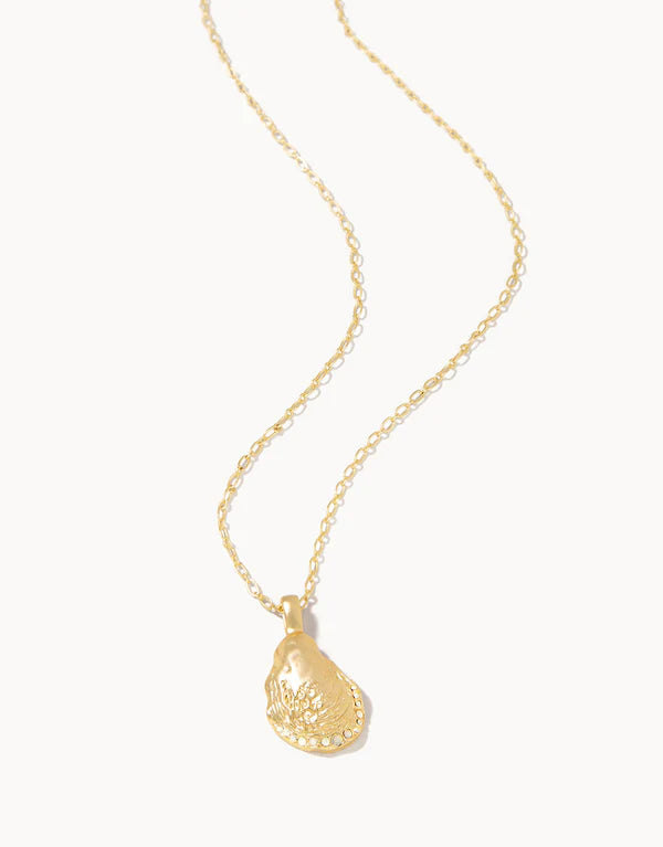 PETITE OYSTER NECKLACE 18 WHITE OPAL