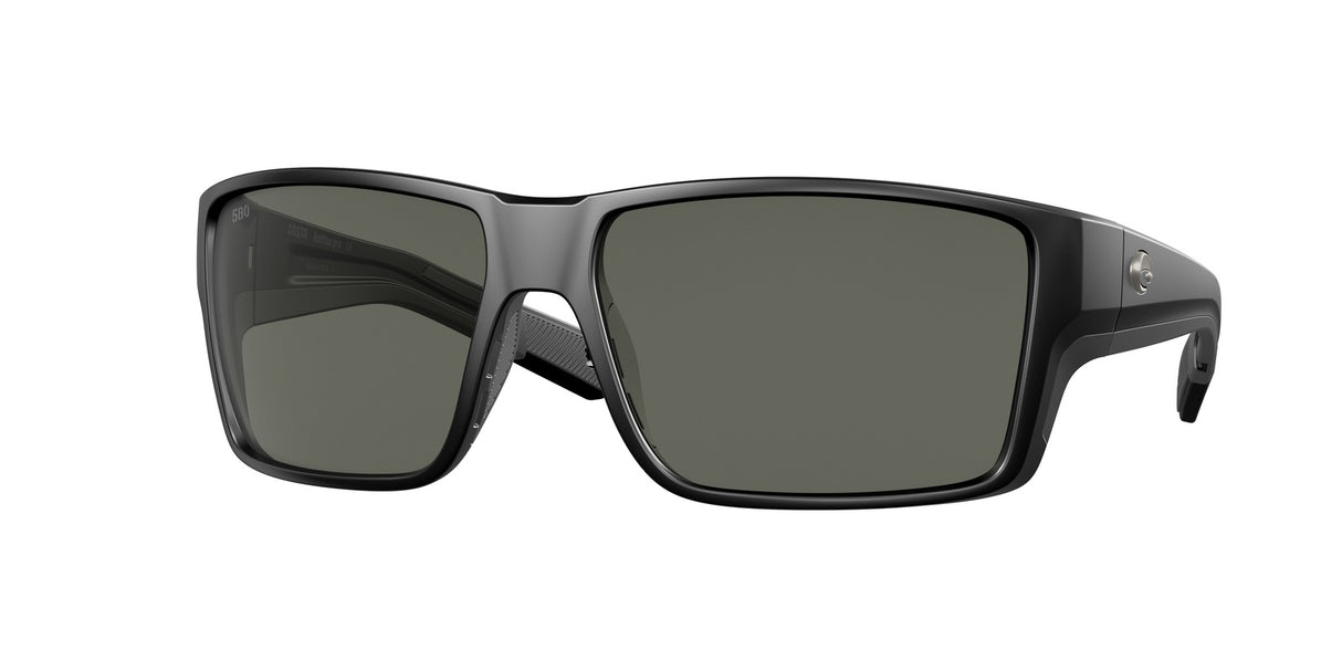 Black sunglasses with dark lenses on a white background