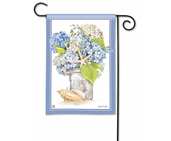 Studio M Hydrangeas and Shells Garden Flag