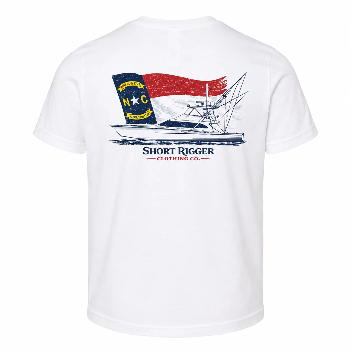 Short Rigger Youth Sporty Nc Flag Tee - White