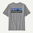 Gray t-shirt with Patagonia logo on a white background