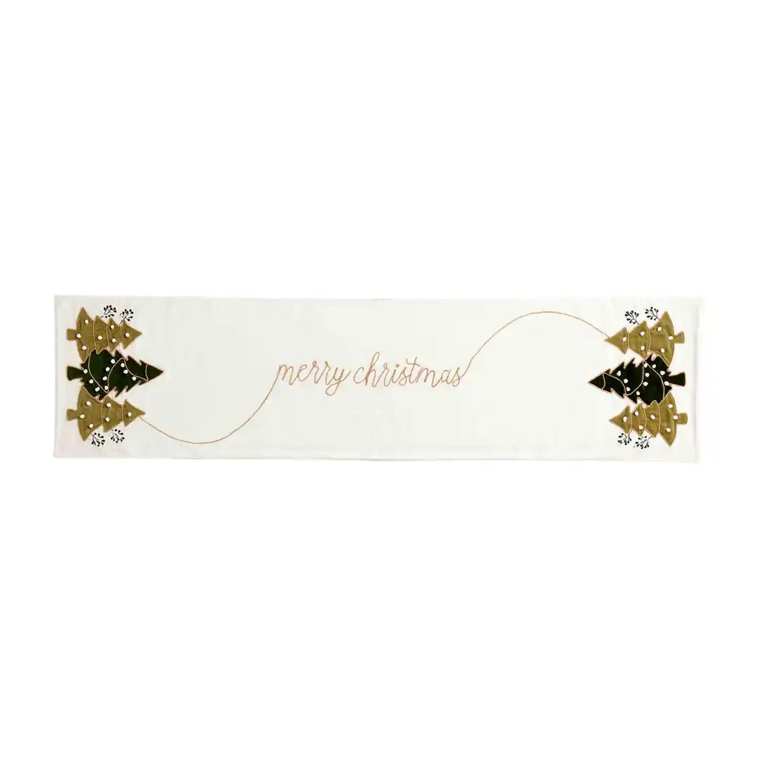 Mud Pie White Christmas Tree Runner