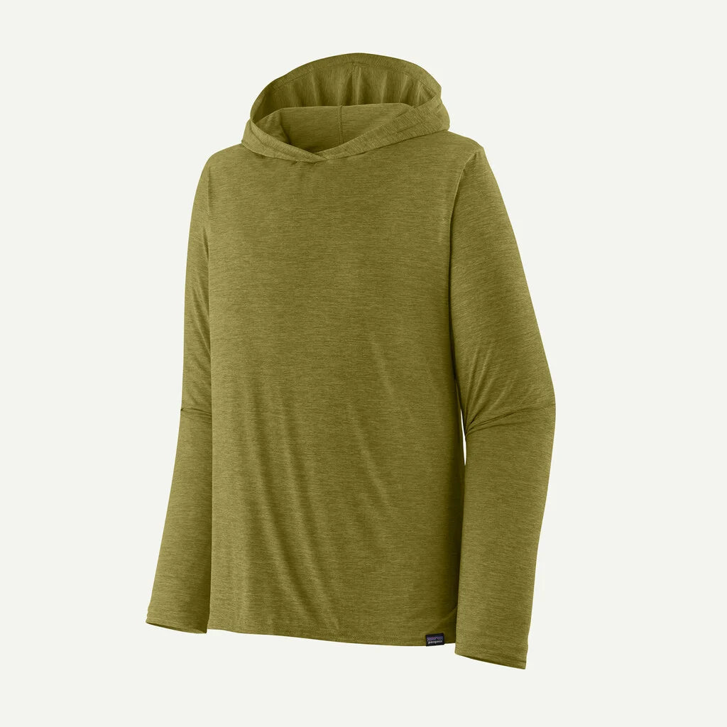 Green hooded long-sleeve shirt on a white background