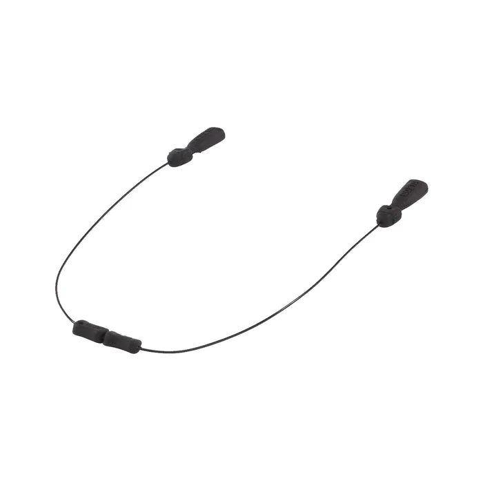 Black headset microphone on a white background