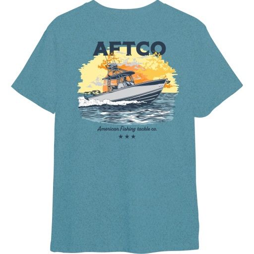 Aftco Homebound Milky Blue Heather Short Sleeve Tee - Size M