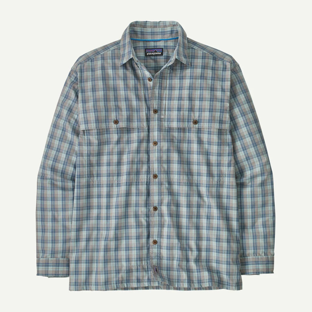 Plaid shirt with brown buttons on a white background