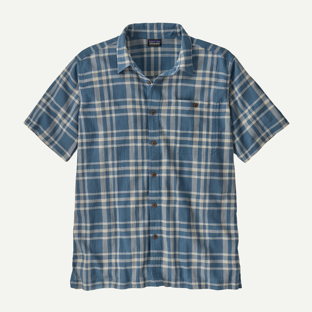 Blue and white plaid shirt on a white background