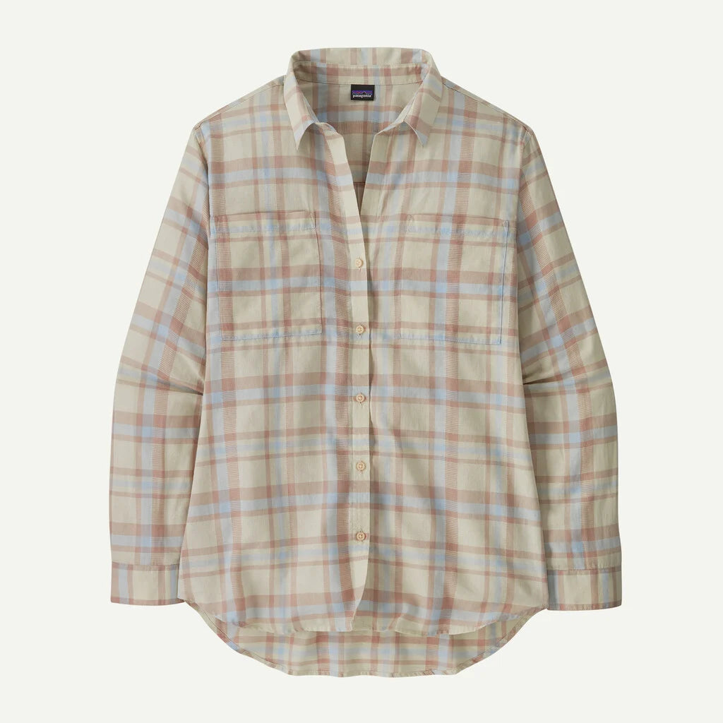 Plaid shirt with a visible brand logo on a white background