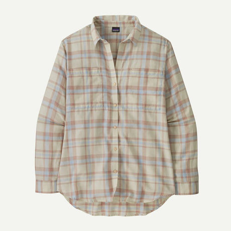 Plaid shirt with a visible brand logo on a white background
