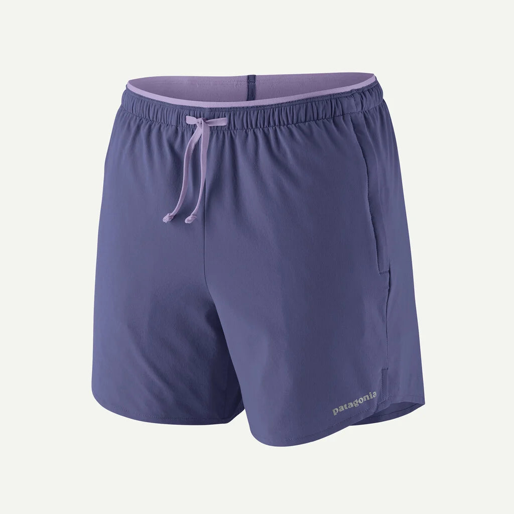 Purple shorts with a drawstring on a light gray background