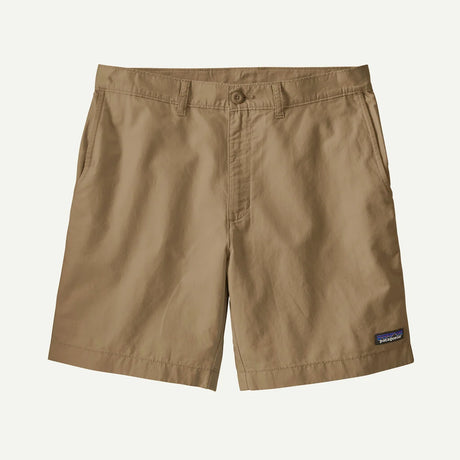 Brown shorts with a Patagonia logo on a white background