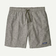 Gray shorts with a Patagonia logo on a white background