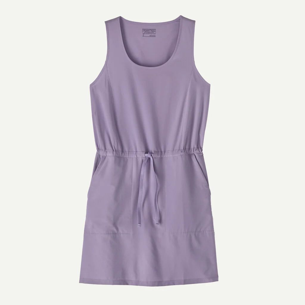 Purple sleeveless dress on a white background