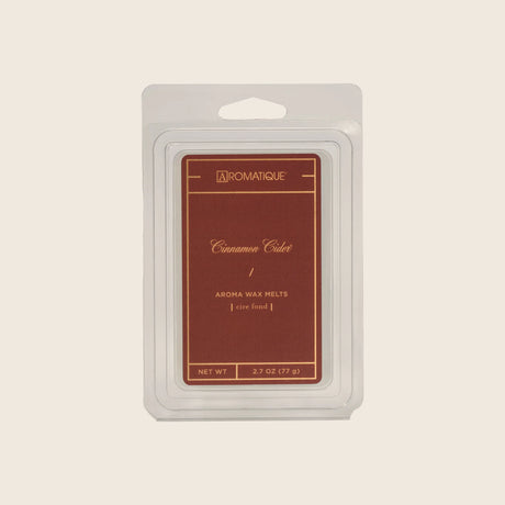 Aromatique Cinnamon Cider wax melt package on a beige background