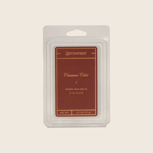 Aromatique Cinnamon Cider wax melt package on a beige background