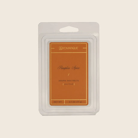 Aromatique Pumpkin Spice wax melt package on a beige background