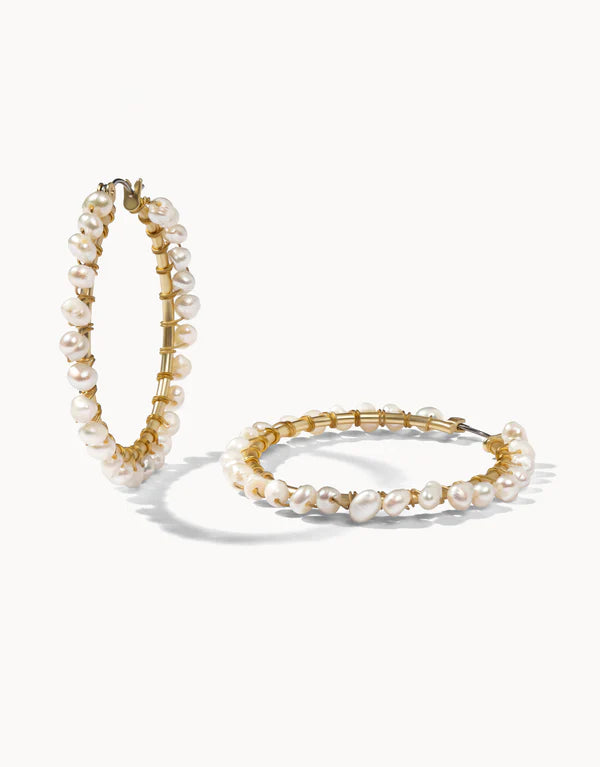 Spartina 449 Ann Pearl Gold Hoop Earrings