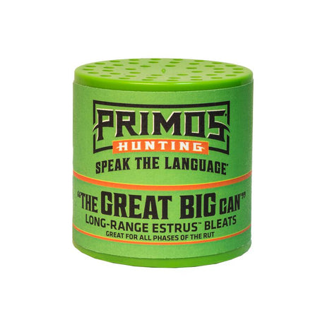 Green hunting call with 'Primos Hunting' branding on a white background