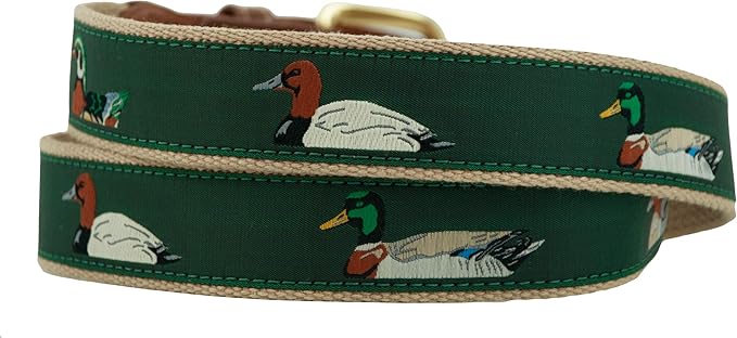 Belt with duck designs on a green background