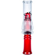 Red and clear duck call with 'Primos' branding on a white background