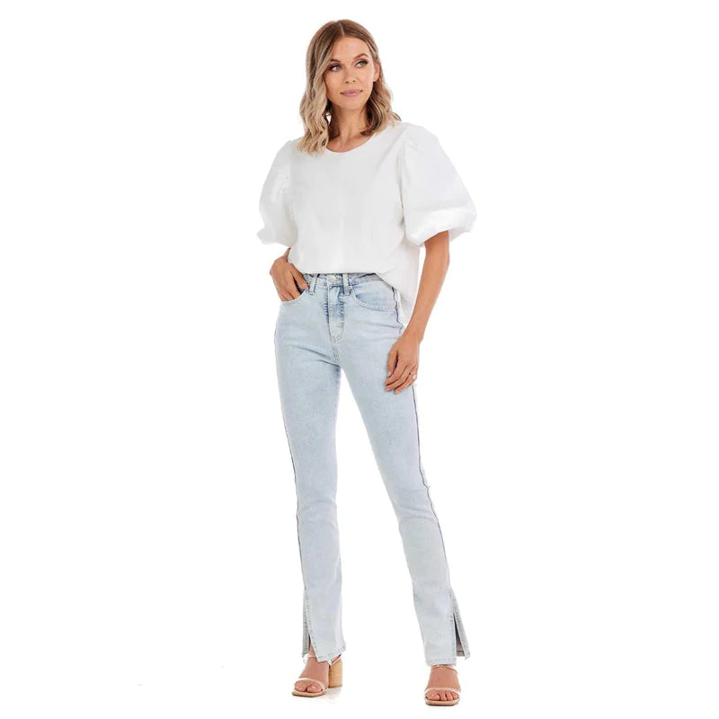 Mud Pie Blue Yorker Side-Slit Jeans