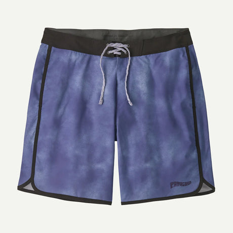 Blue shorts with black trim on a white background