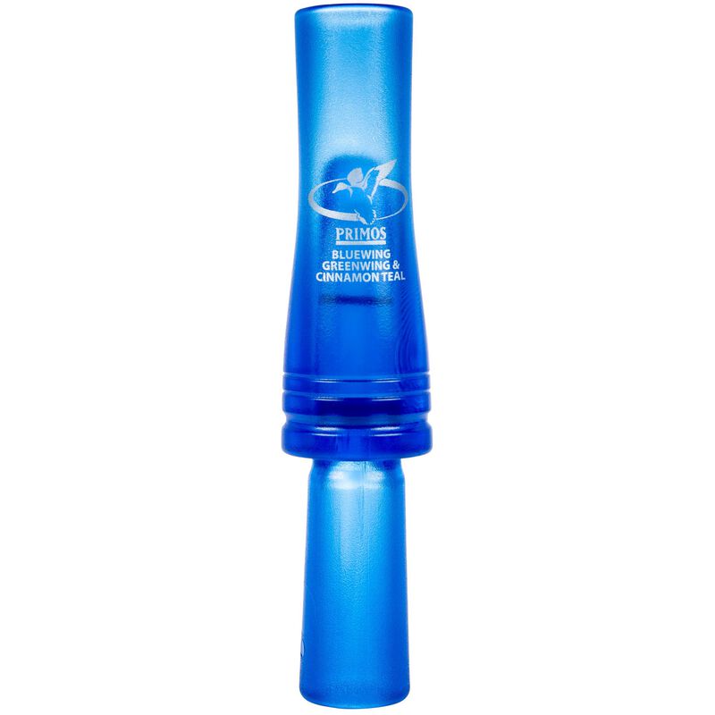 Blue Primos duck call on a white background