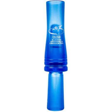 Blue Primos duck call on a white background