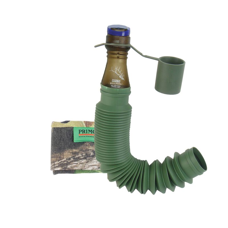 Green caller and a Primos hunting blind bag on a white background