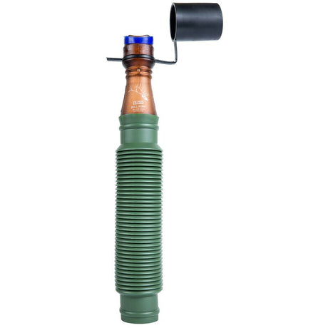 Green flexible caller with a black nozzle on a white background