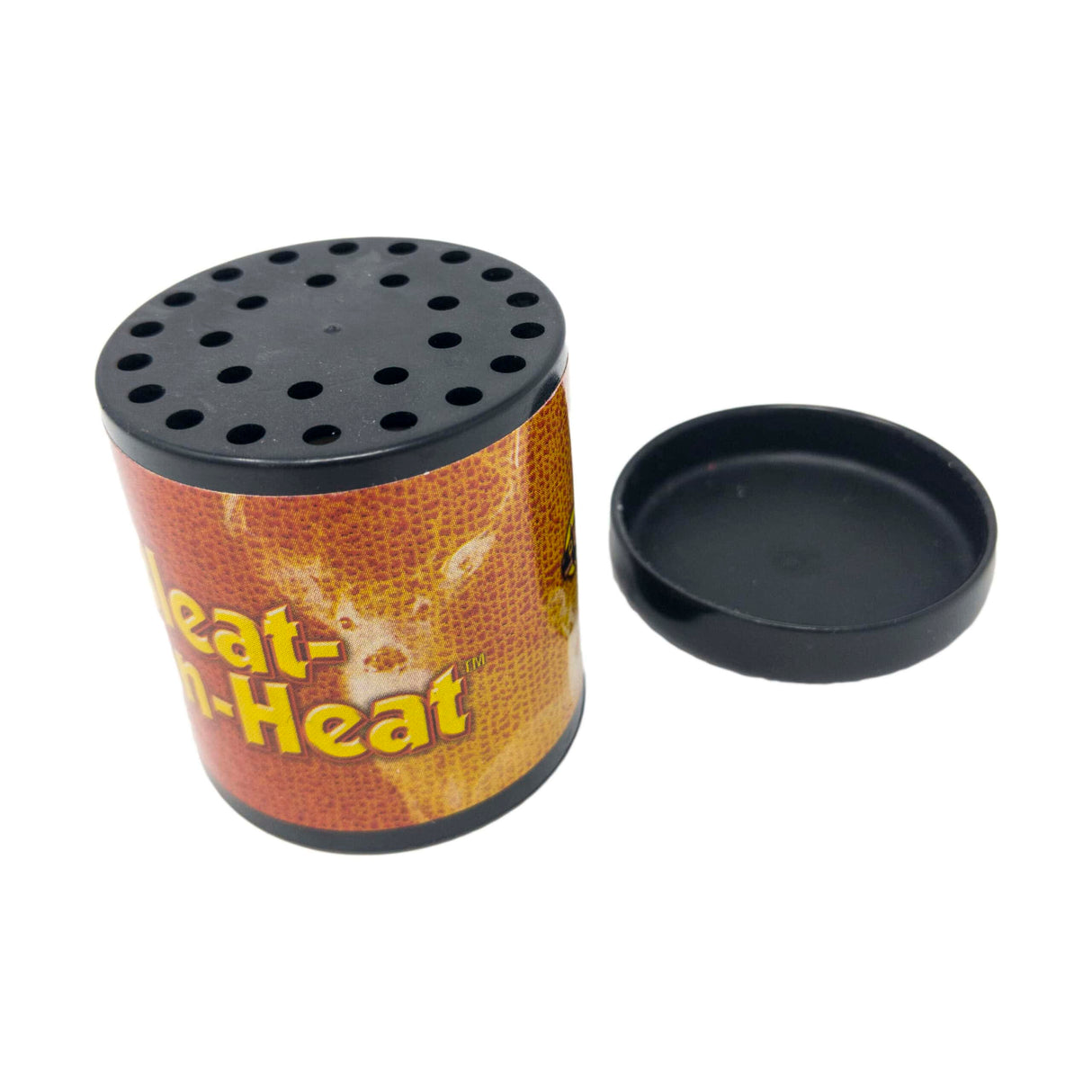 cylindrical product with 'Heat-N-Heat' branding on a white background