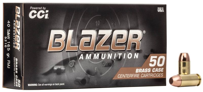 CCI Ammunition - Blazer Brass, 40 S&W, 165 Grain, Full Metal Jacket, 1050 fps