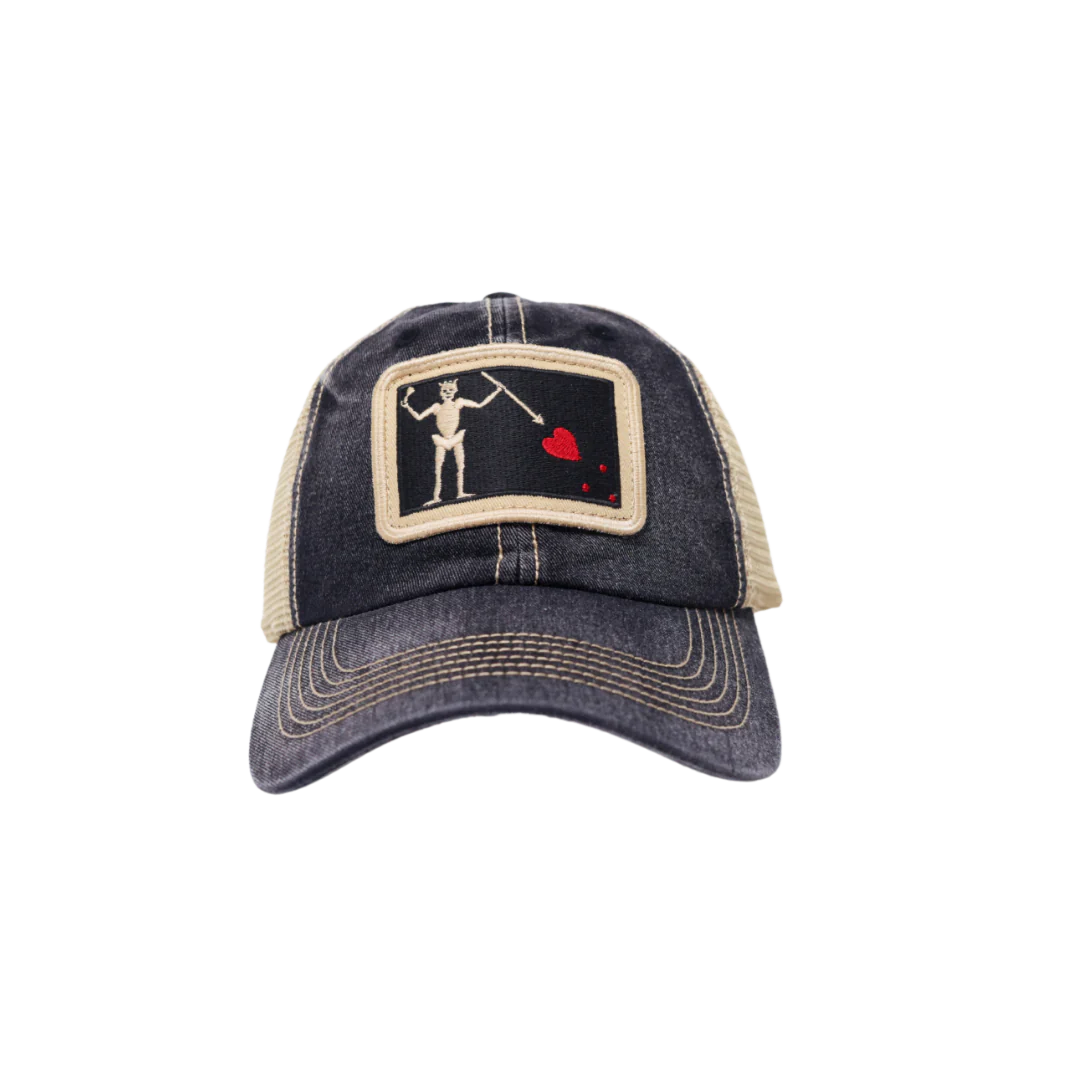 Southern Hooker Blackbeard Flag Unstructured Trucker Hat Black