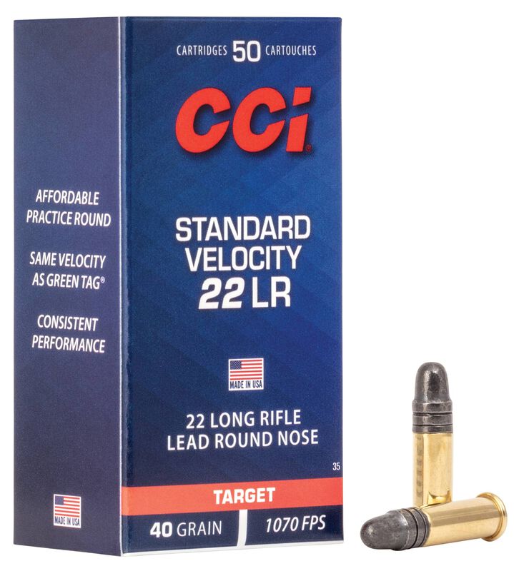 CCI Ammunition Standard Velocity, 22 LR, 40 Grain, Lead Round Nose, 1070 fps