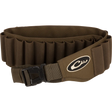 Brown ammunition belt with a logo on a white background