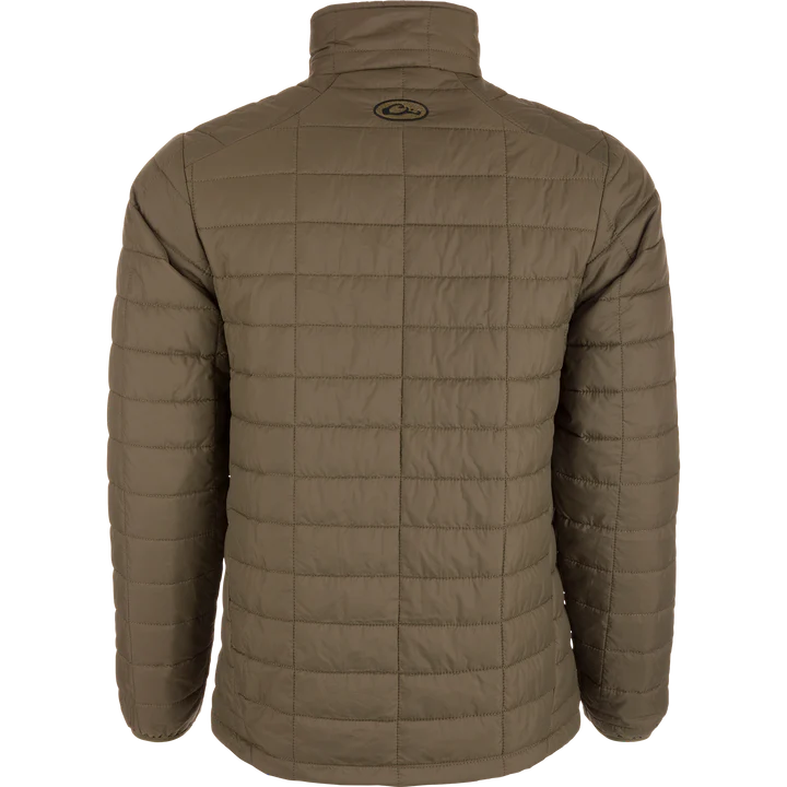 Brown quilted jacket on a white background
