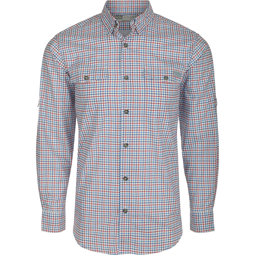 Plaid shirt with buttons on a white background