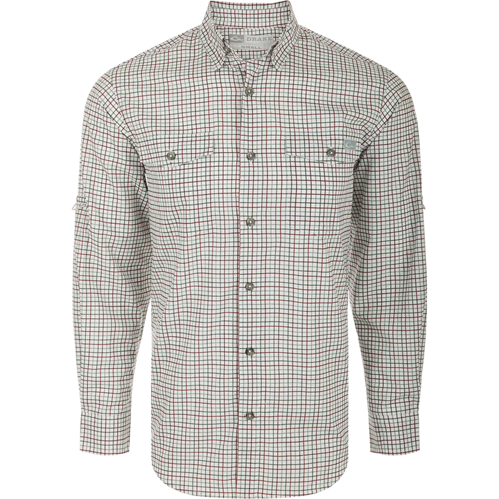 Checkered shirt with brand logo on a white background