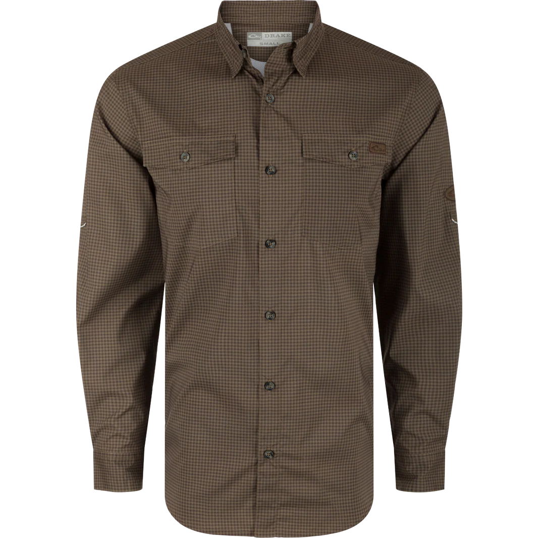 Brown checkered shirt on a white background