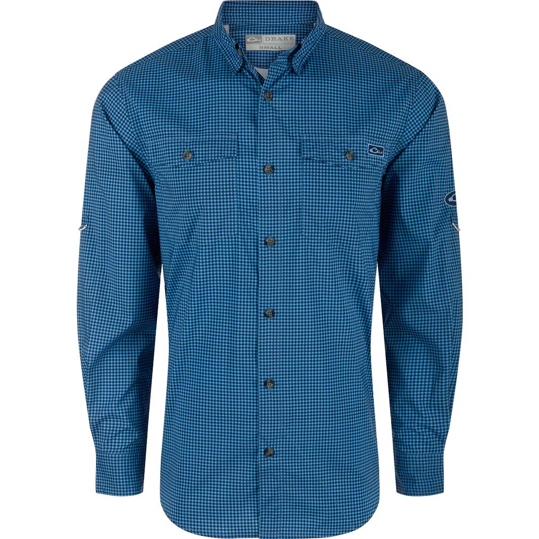 Blue checkered shirt on a white background