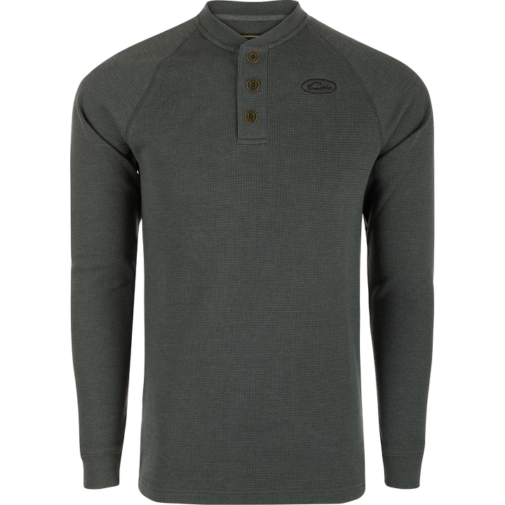 Gray long-sleeve shirt with buttons on a white background