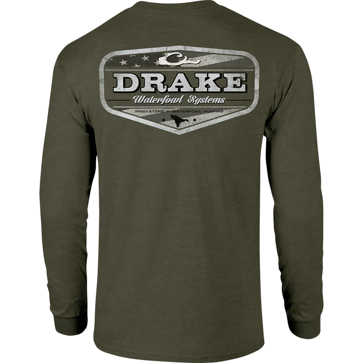Drake Waterfowl Americana Badge Long Sleeve T-Shirt