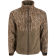Camouflage jacket with a two-tone design on a white background