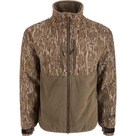 Camouflage jacket with a two-tone design on a white background